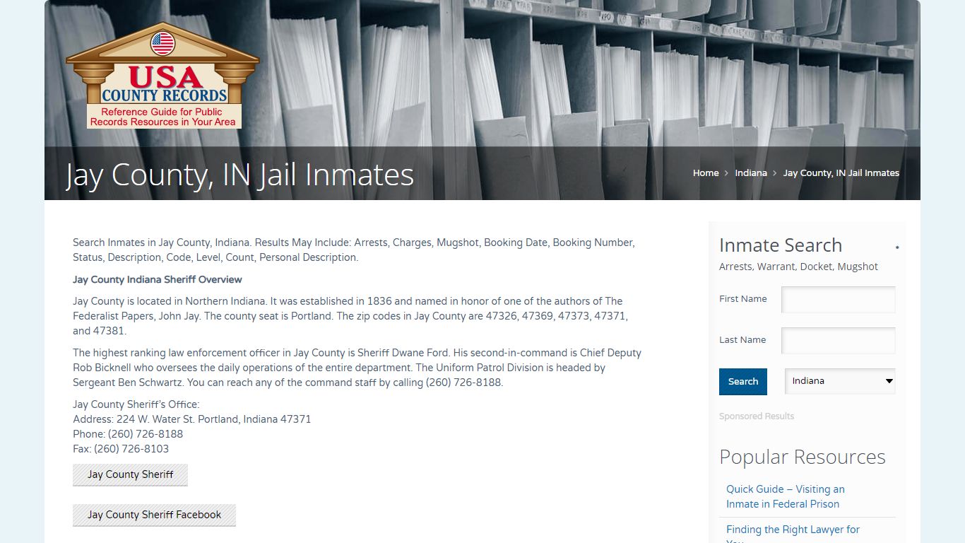 Jay County, IN Jail Inmates | Name Search